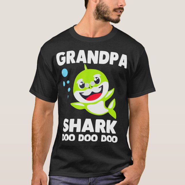 Camiseta Grandpa Shark  Funny Fathers Day Gift for Mens Kid (Frente)