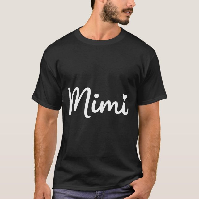 Camiseta Grandparent Mimi - Mimi Script Heart Design Grandm (Frente)