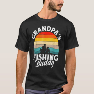 Camiseta Grandpa's Fishing Buddy Grandfather 80s Sunset