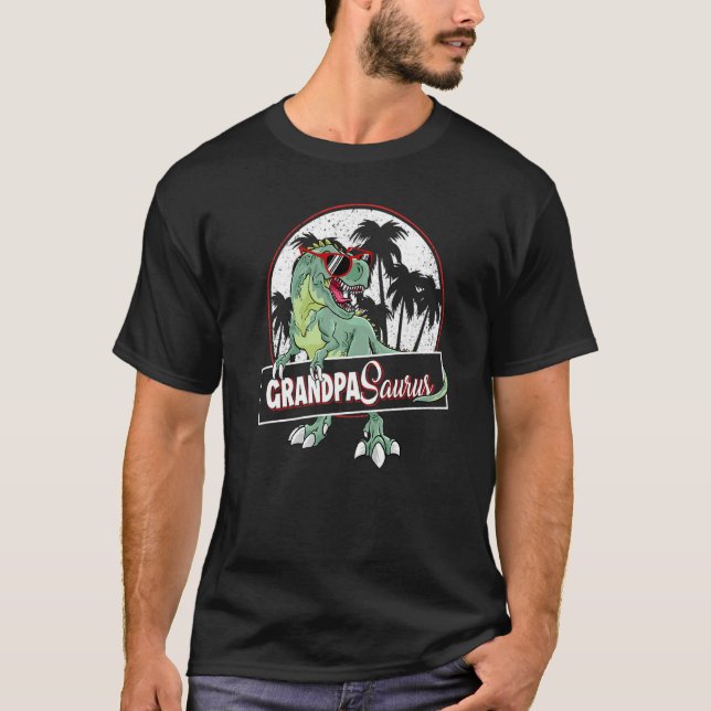 Camiseta Grandpasauro Rex Dinossaur Avô Família Saurus M (Frente)