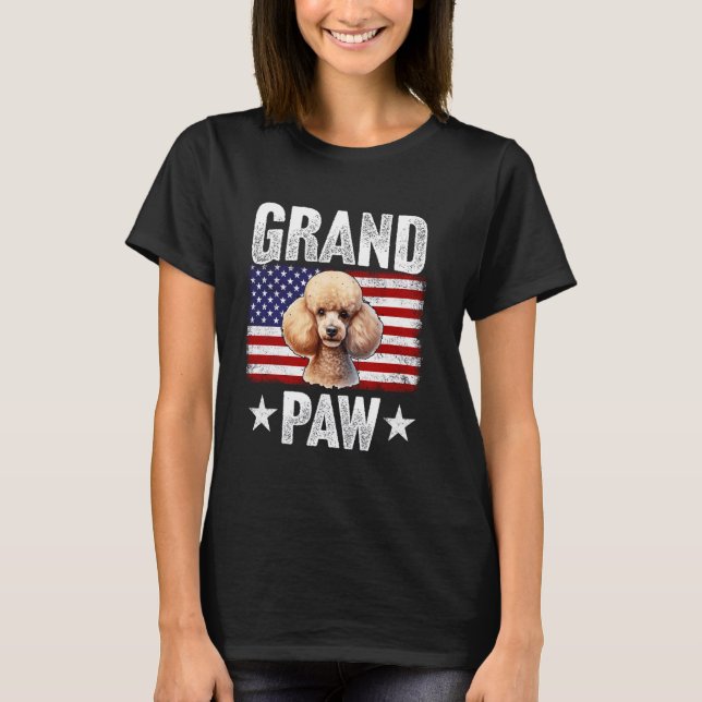 Camiseta Grandpaw Poodle Grandpa Dia de os pais EUA Bandeir (Frente)