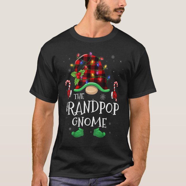 Camiseta Grandpop Gnome Buffalo Plaid Matching Family Chris (Frente)