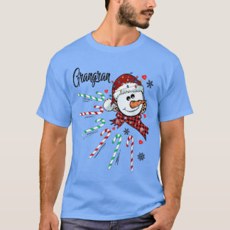 Camiseta Grangran Snowman Candy Cane Natal Xmas Engraçado