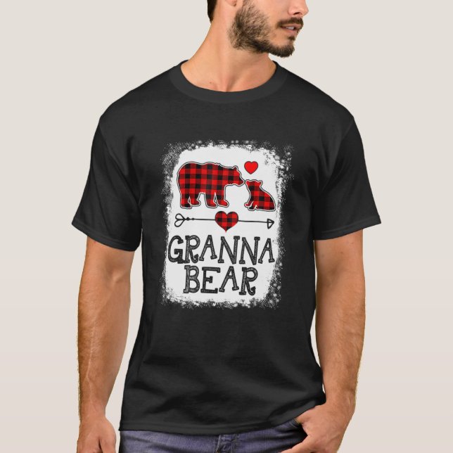 Camiseta Granna Bear Christmas Pajama Red Xadrez Buffalo Fa (Frente)