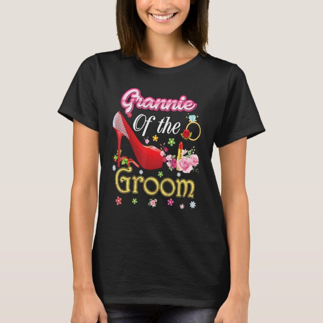 Camiseta Grannie Of The Groom Happy Wedding Flower Pink Sho (Frente)