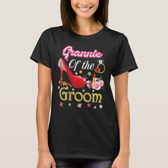 Camiseta Grannie Of The Groom Happy Wedding Flower Pink Sho (Frente)