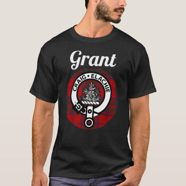 Camiseta Grant Clan Scottish Name Casaco De Arms Tartan (Frente)