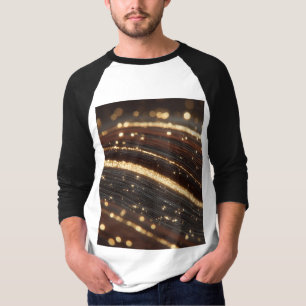 Camiseta Grãos de madeira de noz-escura com rios Dourados e
