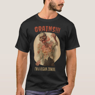 Camiseta Grãos Eu sou um Vegan Zombie Engraçado Horror da V
