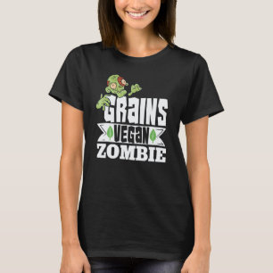 Camiseta Grãos Veganos de Halloween Vegetariano Zumbi Vegan