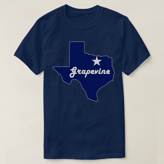 Camiseta Grapevine Texas Marinho Blue Lone State Map Texan (Frente do Design)