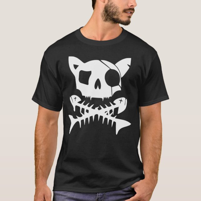 Camiseta Graphic Arts Cat Pirates Halloween Scary Skull And (Frente)