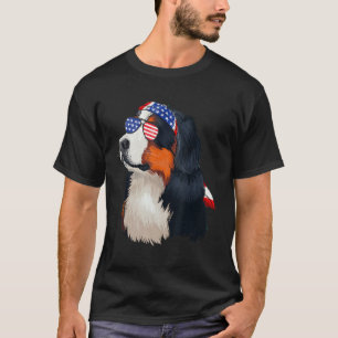Camiseta Graphic Bernese Mountain American Flag Dog 4 de ju