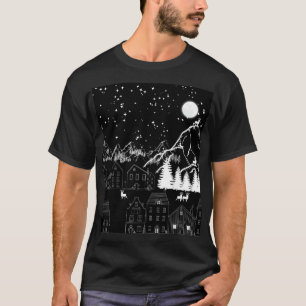 Camiseta Graphic Black White Deertown Starry, noite ilumina