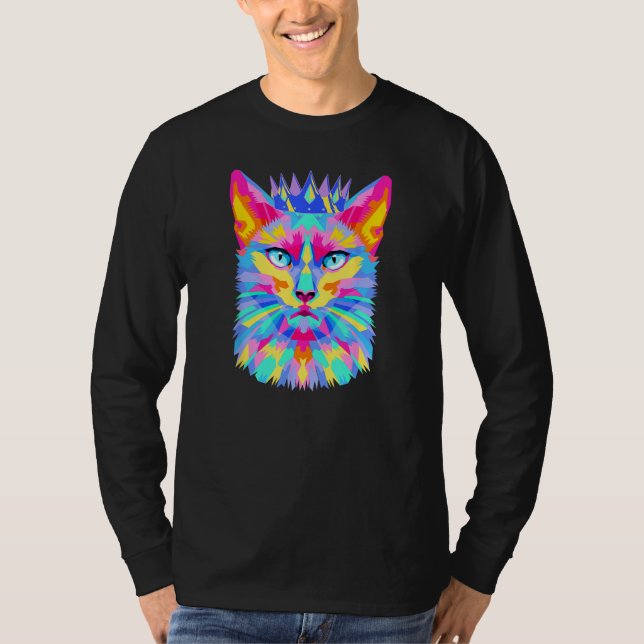 Camiseta Graphic cat retro for cat  cat mother  Cat Crown (Frente)