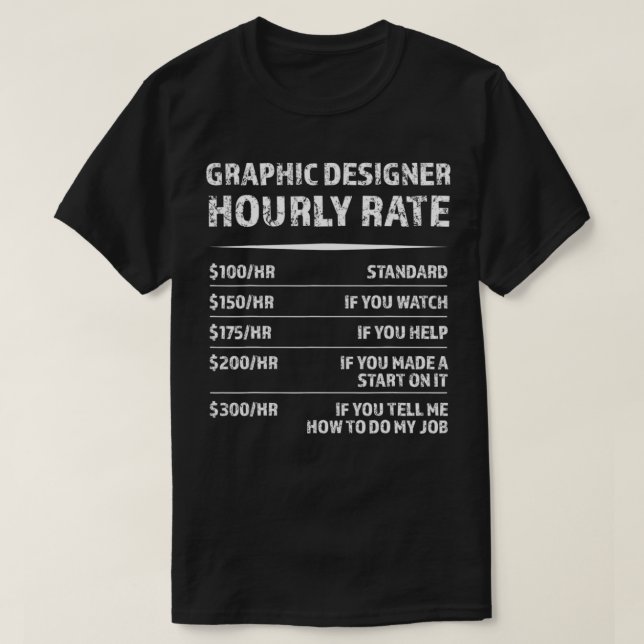 Camiseta Graphic Designer Hourly Rate  Funny Digital Design (Frente do Design)