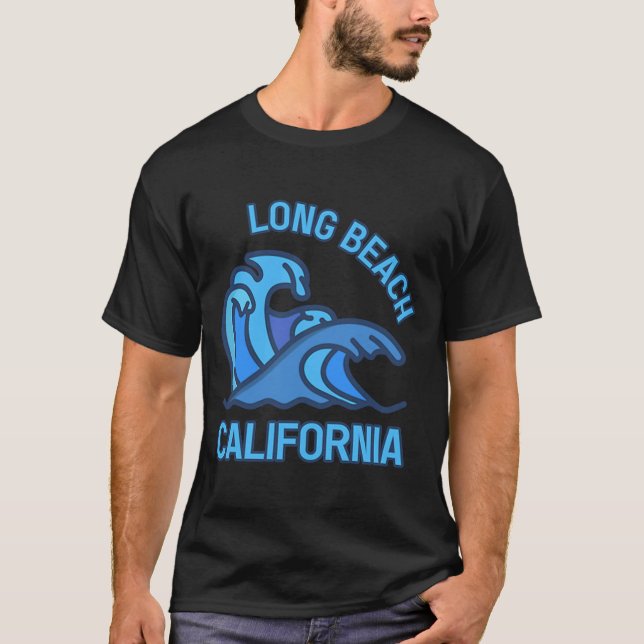 Camiseta Graphic Long Beach California Pocket Wave Souvenir (Frente)