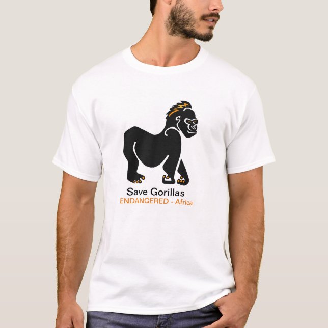 Camiseta Graphic Save GORILLAS - Guerreiro da vida selvagem (Frente)