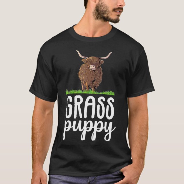 Camiseta Grass Puppy Scottish Highland Cow Fazenda Animal C (Frente)