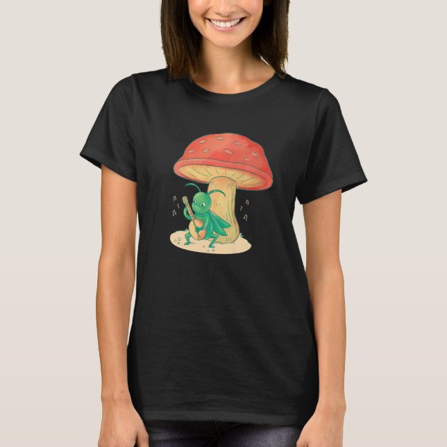 Camiseta Grasshopper Playing Banjo Bug Instrument Music Fun (Frente)