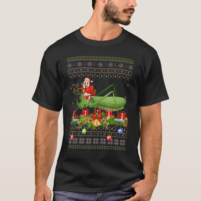 Camiseta Grasshopper   Ugly Santa Riding Grasshopper Christ (Frente)