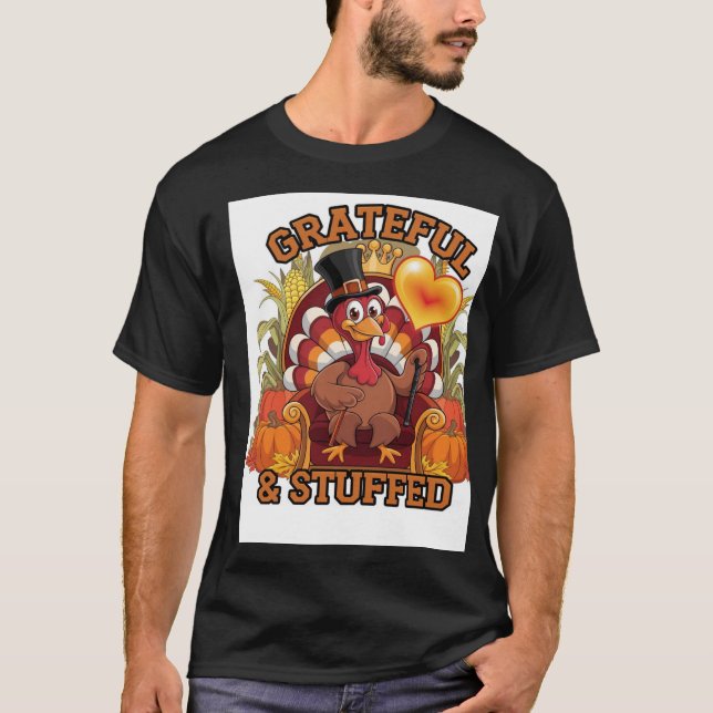 Camiseta Grata e recheada: a receita perfeita para Obrigado (Frente)