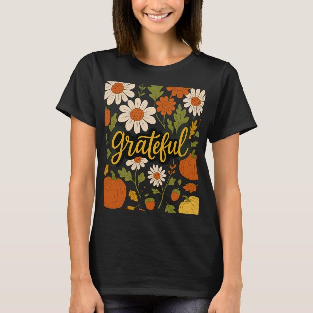Camiseta Grateful Autumn Floral (Frente)