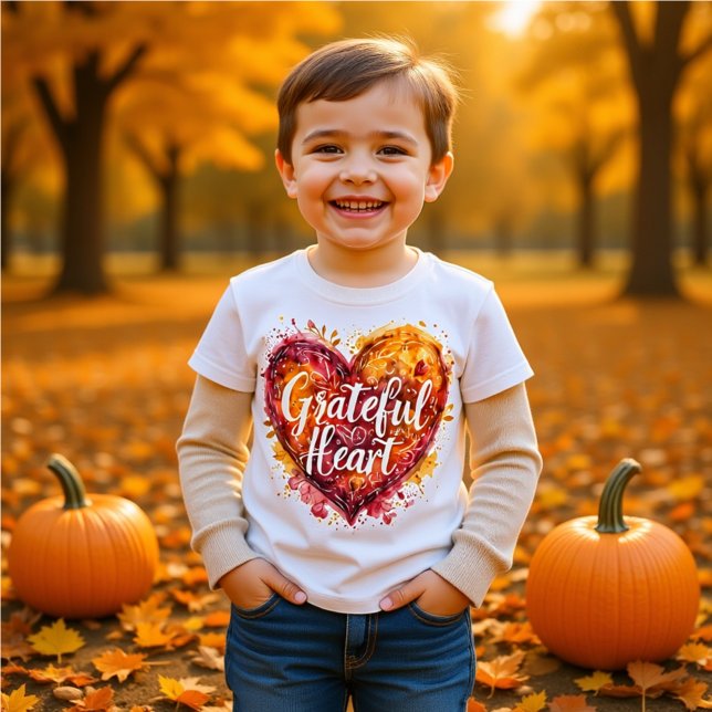 Camiseta Grateful Heart Watercolor Calligraphy kids (Criador carregado)