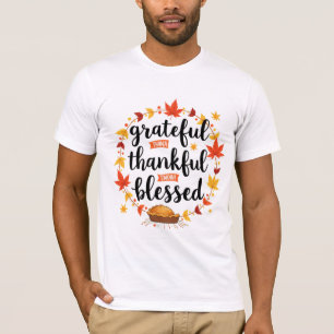 Camiseta Grateful Thankful Blessed Citação de Ação de Graça