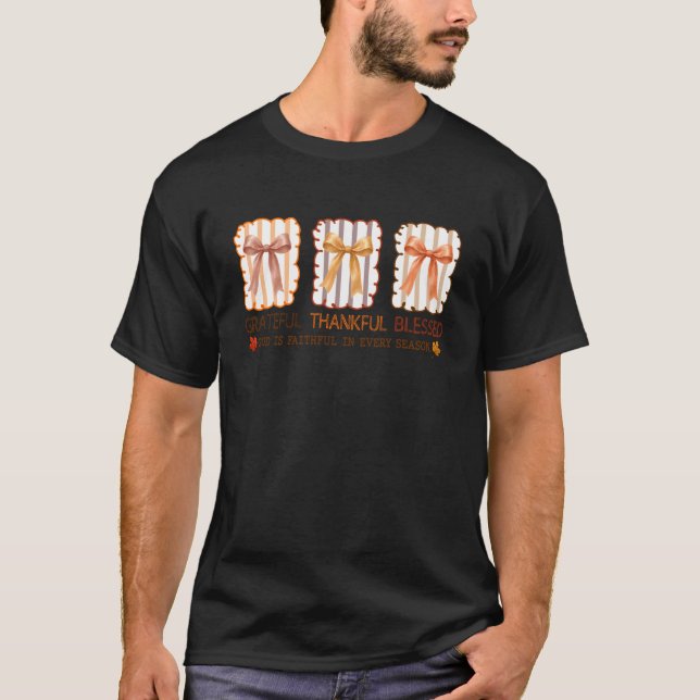 Camiseta Grateful Thankful Blessed Fé Cristã Coquete (Frente)