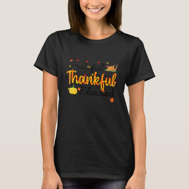 Camiseta Grateful-Thankful-Blessed Gobble Peru Thanksgiving (Frente)