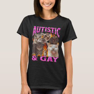 Camiseta Grático de Bootleg de Meme de Gato Engraçado Autis