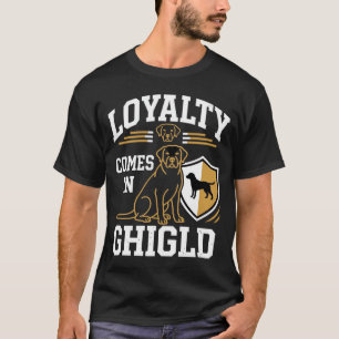 Camiseta Grático de Escudo de Lealdade de Cachorro Vintage
