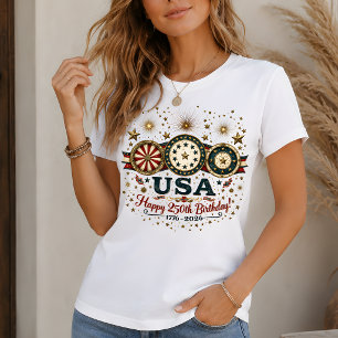 Camiseta Grático de Insígnia Patriótica do 250º Aniversário