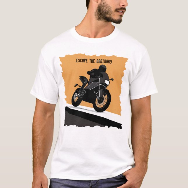 Camiseta Grático de Moto Laranja para Motociclistas e Pilot (Frente)