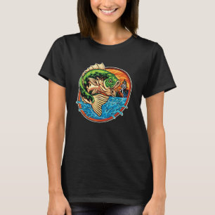 Camiseta Grático de Pesca Boca Grande Peixe de Água Doce Vi