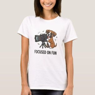 Camiseta Grático Divertido de Fotógrafo com Cachorrinho Box