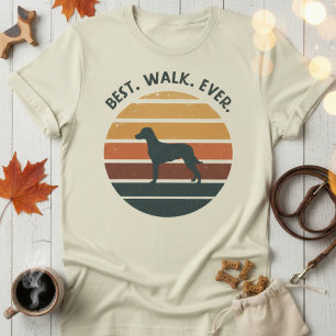 Camiseta Grático Retro da Raça do Cachorro ao Pôr do Sol —