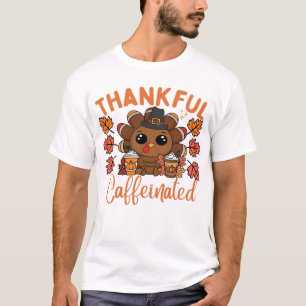 Camiseta Gratidão E Cafeína Funny Coffee Dia De Ação De Gra