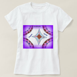 Camiseta "Gratidão Paz Amor Unir" Mandala Art Impressão