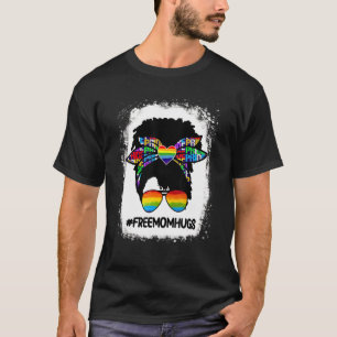 Camiseta Grátis Mãe Hugs Sangrou Mensagem Bun Lgbt Pride Ra