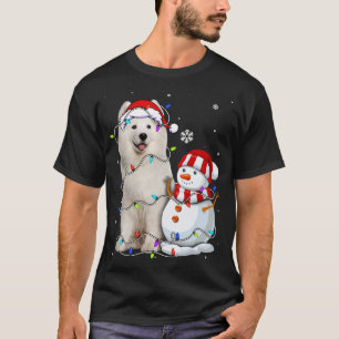 Camiseta Grátis Samoyed Santa Hat Natal Light Xmas