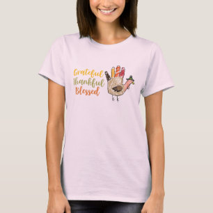 Camiseta Grato grato da acção de graças da mão de Turqu
