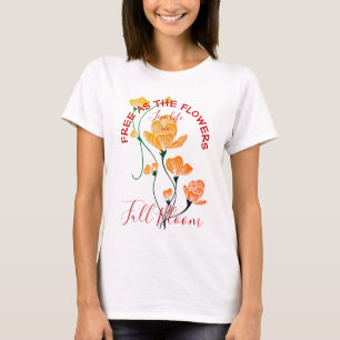 Camiseta Gratuito como Flor Amarelo Flor Laranja Flor Flor