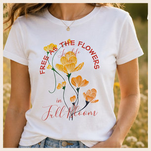 Camiseta Gratuito como Flor Amarelo Flor Laranja Flor Flor 