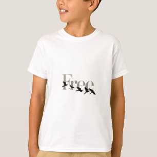 Camiseta Gratuito - Grua Minimalista Silhouettes no Voo Typ