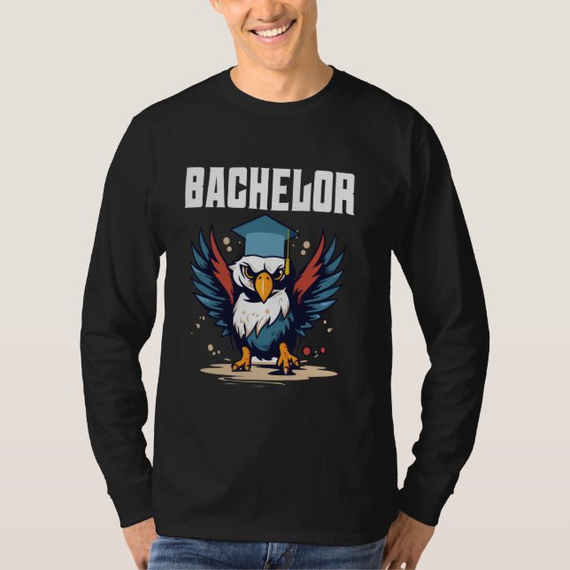 Camiseta Grau de Bacharel BACHELOR Festa de Solteirão Bacha (Frente)