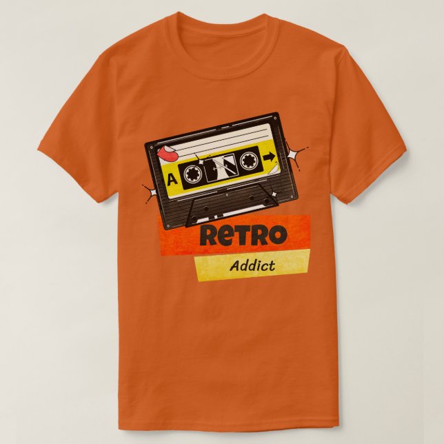 Camiseta Gravação de cassete de áudio com viciado retroativ (Frente do Design)