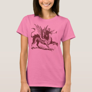 Camiseta Gravação de Dragões - Marrom escuro