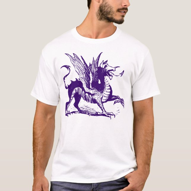 Camiseta Gravação de Dragões - Roxo Profundo (Frente)